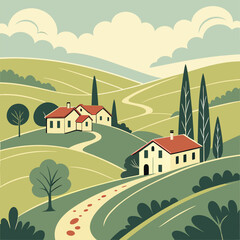 vector illustration of a village