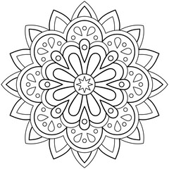 Mandala pattern Coloring book wallpaper design art. tile pattern greeting card sticker lace pattern and tattoo, yoga design. hand drawn mandala vector. on white background