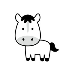 シンプルでかわいい馬のイラスト（干支・午年） 白黒