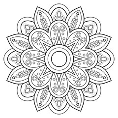 Mandala pattern Coloring book wallpaper design art. tile pattern greeting card sticker lace pattern and tattoo, yoga design. hand drawn mandala vector. on white background