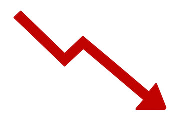Red arrow graph, business stock market investment down fall direction loss stock market crash 2025, Down fall trend red arrow graph, Red arrow chart graph in downward direction, concept of stock marke