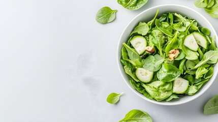 Obraz premium Green Salad in White Bowl on Vintage Background