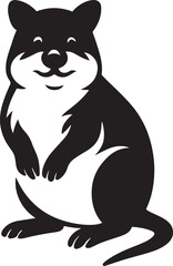 Happy wombat silhouette cartoon design, Cute marsupial in bold black vector