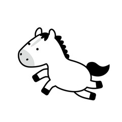 シンプルでかわいい馬のイラスト（干支・午年） 白黒