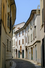 Historic buildings along via del Popolo in Vigevano, Pavia, Italy