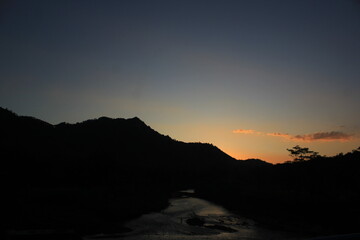 sunset and the sillhouette object