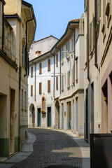 Historic buildings along via del Popolo in Vigevano, Pavia, Italy