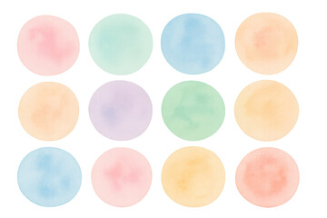 Watercolor circles blending soft pastel hues, transparent background offering creative graphic design potential for artistic projects