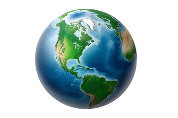 Naklejka premium Realistic earth globe showing north and south america continents isolated on transparent background