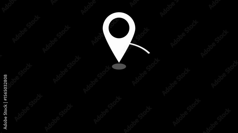 Poster animated location icon and circle path indicating destination on black background