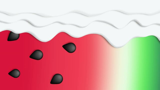 yogurt cream melted ice cream  on watermelon vector animation video footage
