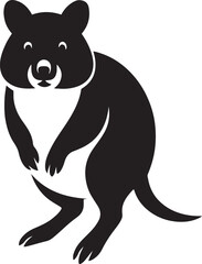 Bilby silhouette cute black and white art, Small animal profile for kids design