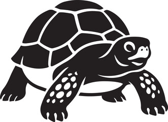 Tortoise silhouette perfect for nature theme, Slow reptile illustration black white