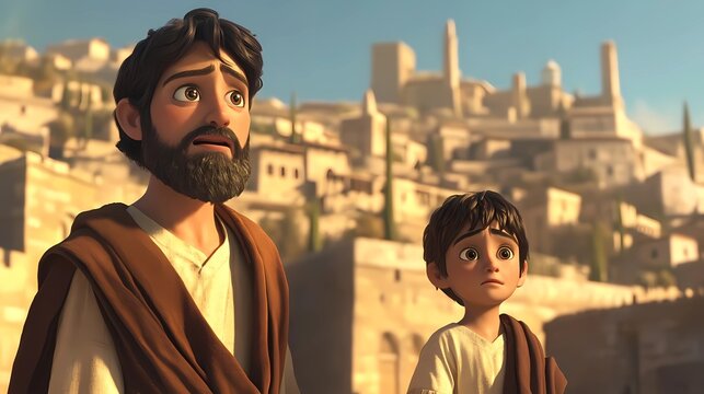 David Standing with Solomon in Surprise. Bible Story