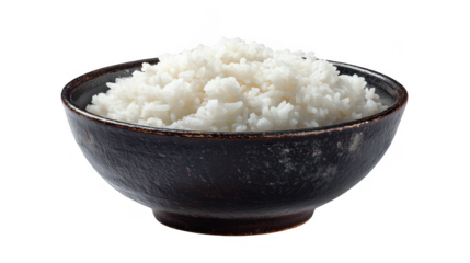Bowl of white rice, isolated on transparent background