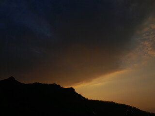 sunset and the sillhouette object