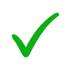 Long green checkmark icon isolated on white background