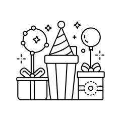 Party Favors Line Art Outline Vector Design