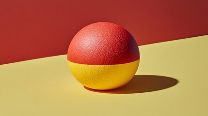 Abstract Red and Yellow Sphere on Dual Tone Background