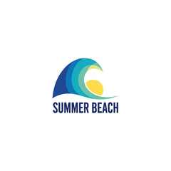 Simple modern wave and sun logo icon with &ldquo;Summer Beach&rdquo; text, perfect for vacation, resort branding, or ocean-themed designs