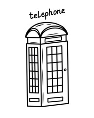An illustration of a telephone booth in London. 