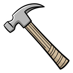 Silver claw hammer with wooden handle tool carpentry