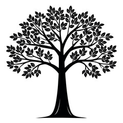 Obraz premium Stylized Black Tree With Detailed Leaves silhouette