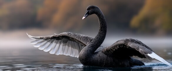 Majestic Black Swan in Flight Pose (1)