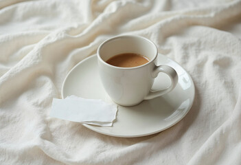 Plate and Cup on Linen with Handwritten Thank You Note