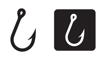 Fish hook logo icon. Fishing hook silhouette vector eps 10