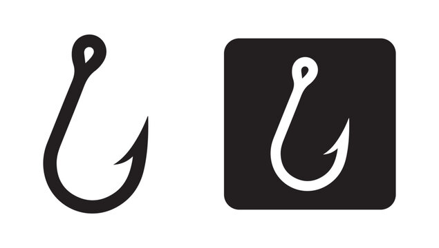 Fish hook logo icon. Fishing hook silhouette vector eps 10
