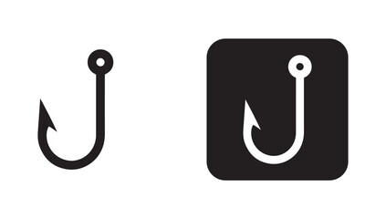 Fish hook logo icon. Fishing hook silhouette vector eps 10