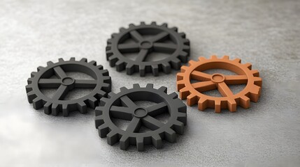 Interlocking Gears Mechanism Teamwork Concept