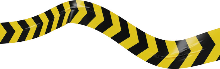 Wavy yellow and black chevron pattern tape A glossy reflective caution strip undulating horizontally transparent