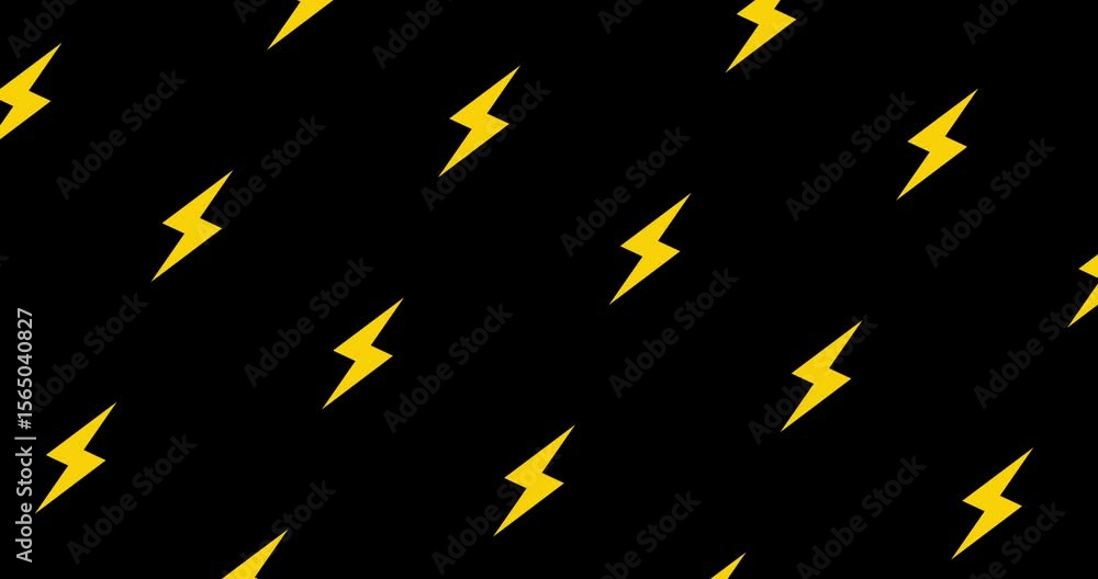 Poster looping motion design of yellow lightning moving on a black background