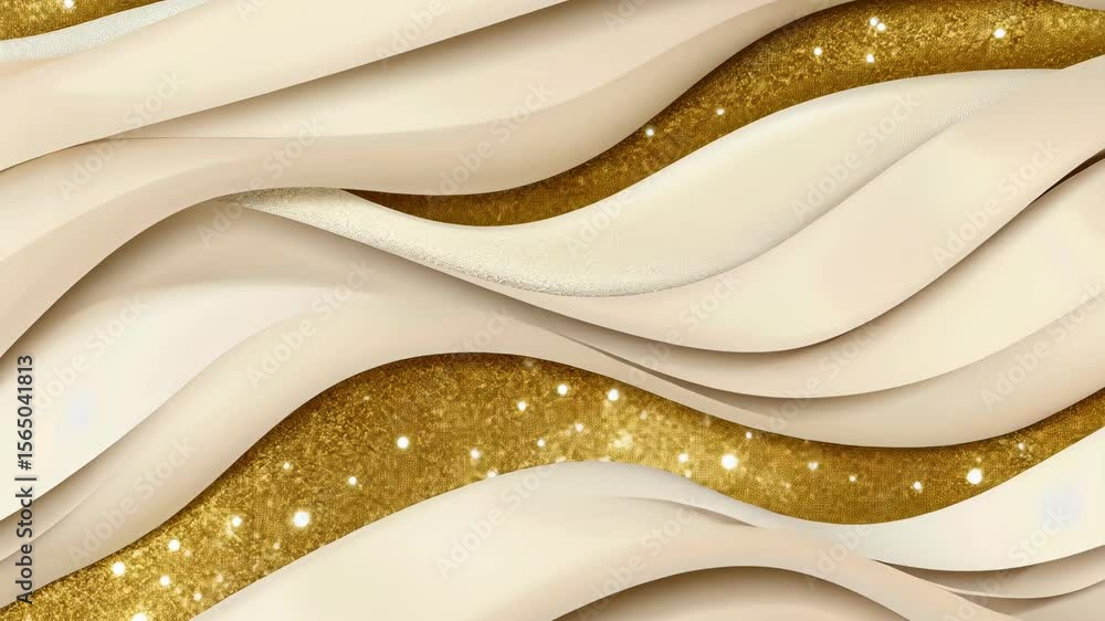 Poster soft waves and shimmering gold elements create a visually striking abstract composition perfect for 