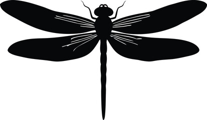 Black dragonfly silhouette clipart for scrapbooking and art projects