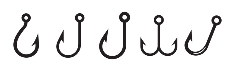 A collection of hook icons set. Catch fish symbol. Hook icon. Vector illustration eps 10