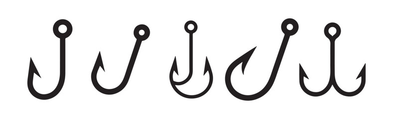 A collection of hook icons set. Catch fish symbol. Hook icon. Vector illustration eps 10