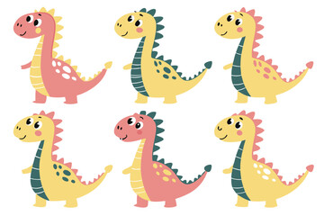Cute Cartoon Dinosaurs Set