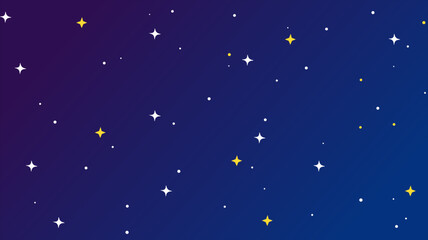 Abstract background of a starry night sky with a deep blue gradient. A serene and beautiful design illustrating a clear, peaceful cosmos with twinkling stars.