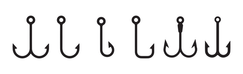 A collection of hook icons set. Catch fish symbol. Hook icon. Vector illustration eps 10
