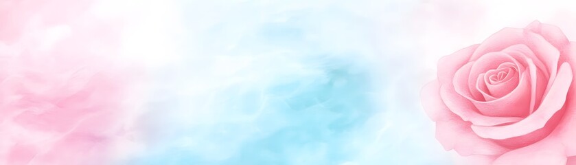 Obraz premium Delicate pink rose flower on a soft pastel background.