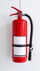 Obraz premium Red Fire Extinguisher on White Wall