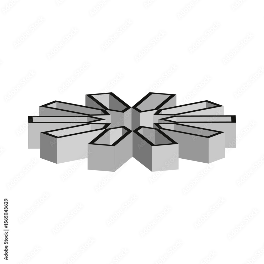 Poster geometric star formation. abstract radial structure. three dimensional design. vector modern element