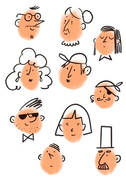Illustrated Sketches of Faces of People