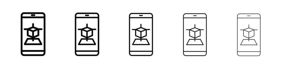 Ar apps icon vector in editable stroke linear pictogram