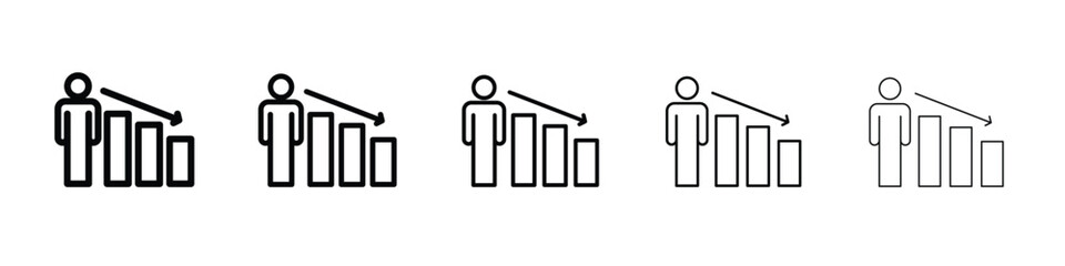 Attrition icon vector in editable stroke linear pictogram