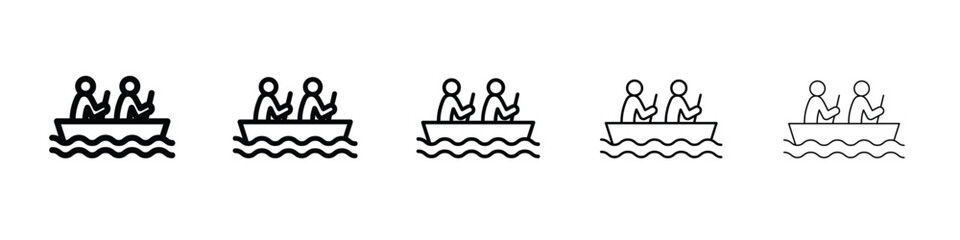 Boat race icon vector in editable stroke linear pictogram