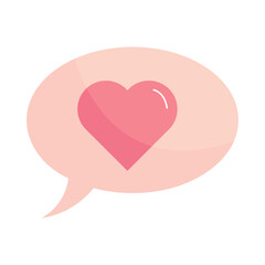 Love message icon with heart symbol in speech bubble
